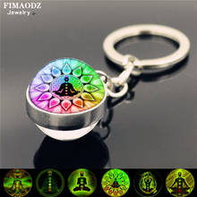 FIMAODZ-Llavero luminoso de 7 Chakras para hombre y mujer, llavero con bola de cristal de doble cara, ideal para Yoga, meditación, Buda, budismo, Loto 2024 - compra barato