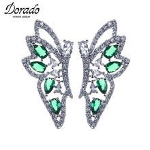 Dorado 2021 New Luxury Butterfly Drop Earrings for Women Metal White Blue Red Zircon Fashion Party Wedding Jewelry Brincos 2024 - buy cheap