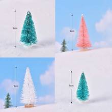 1pcs Small DIY Christmas Tree Fake Pine Tree Mini Sisal Bottle Brush Christmas Tree Santa Snow Frost Village House 2024 - buy cheap