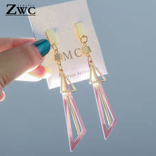 ZWC Korean Simple Long Statement Geometric Tassel Dangle Drop Earrings For Women Earings Fashion Jewelry Oorbellen Brincos 2024 - buy cheap