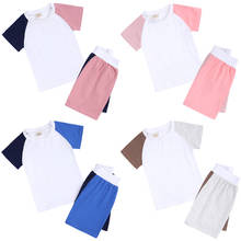 2PCS Cotton Girl Clothes Tops+Shorts Solid Unisex 5-14T Boy Clothes Sets Pajamas Home Wear Summer T-Shirt Pants Short Sleeve 2024 - buy cheap