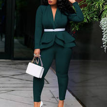 New Women Winter Women's Set Tracksuit Full Sleeve Ruffles Blazers Pencil Pants Suit Two Piece Set Office Lady Outfits Uniform 2024 - buy cheap