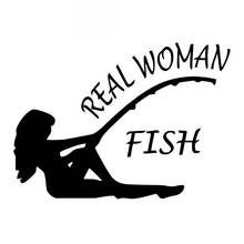 Real Woman Fishing Sticker High Quality Fashion Car Window Decoration Personality Pvc Waterproof Decal Black/white, 18cm*13cm 2024 - buy cheap