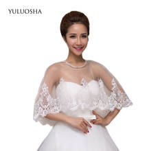 YULUOSHA-Chaqueta de novia de malla transparente para mujer, Bolero bordado de Flora, talla única, accesorios de boda sexys, chales de envoltura nupcial 2024 - compra barato