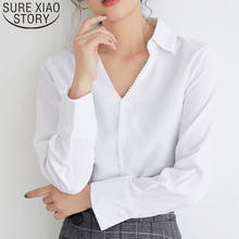 Blusas mujer de moda 2019 ladies tops for women shirts long sleeve solid womens tops and blouses V-Neck white female 5269 50 2024 - buy cheap