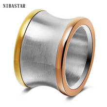 New Arrival Stainless Steel Rings for Women Size 6, 7, 8, 9 10 Two Colors Mix Big Irregular Round Jewelry 2024 - buy cheap