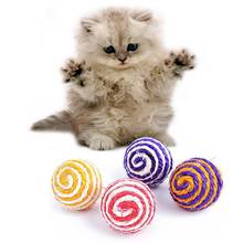 1 х питомец собака кошка веревка мяч Дразнилка для котенка Жевательная погремушка милые игральные игрушки сизаль (случайный цвет) 2024 - купить недорого