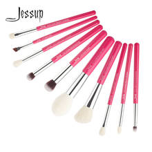 Jessup-Juego de brochas de maquillaje de belleza, 10 Uds., pelo Natural-sintético, sombra de ojos, pliegue en polvo, mezclador facial, kit de cosméticos 2024 - compra barato