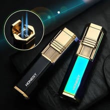 Jet Cigar Hole Lighter Windproof Metal Torch Turbo Refillable Butane Gas Cigarettes Lighter Smoking Accessories Gadgets For Men 2024 - buy cheap