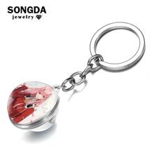 SONGDA DARLING in the FRANXX Anime Keychain Cartoon Figures 02 Zero Two Double Side Glass Ball Art Photo Key Chain Handbag Charm 2024 - buy cheap