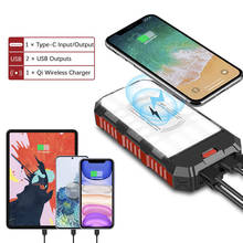 Solar Power Bank 30000mAh Qi Wireless Charger For iPhone 11 Samsung Powerbank with Camping Light Mobile Phone Holder Poverbank 2024 - buy cheap