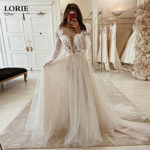 LORIE Lace Wedding Dresses 2020 Long Puff Sleeve Appliques A Line Bride Dress Princess Wedding Gown Free Shipping robe de mariee 2024 - buy cheap