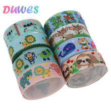 DUWES 50yards animals deer lion sloth Printed Grosgrain Ribbon Accessory Hairbow Headwear Decoration DIY Wholesale OEM D1253 2024 - buy cheap