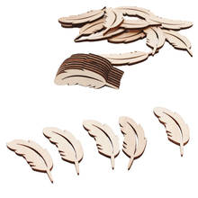 25 Pieces Feather Shape Unfinished Wood Shape Embellishment for Art Craft 2024 - buy cheap