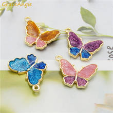 4 pçs borboleta encantos para fazer jóias moda charme jóias para fazer diy brincos colares pulseiras esmalte pingente presente 2024 - compre barato