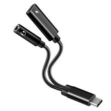 Fone de ouvido usb tipo c para 3.5mm, adaptador 2 em 1usb c para entrada de áudio aux hifi dac e cabo para carregamento rápido 2024 - compre barato