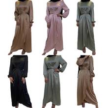 Абайя, мусульманское женское длинное платье, атласное Бандажное, турецкий, Сингапур, Малайзия, макси-халат, Рамадан, мусульманское платье с длинным рукавом, арабский джильбаб 2024 - купить недорого