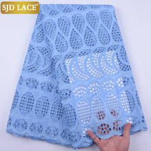 SJD LACE Sky Blue Swiss Voile Lace In Switzerland With Eyelet  Holes African Cotton Lace Fabric For Wedding Dress Sewing A2045 2024 - buy cheap