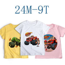 New Short Sleeve Girls Tshirt Blaze And The Monster Machines Children Clothes Boy Blaze Game Anime T-Shirt Boy Or Girl Tees Top 2024 - buy cheap