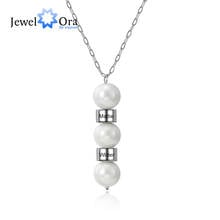 JewelOra Personalized Engraving Pearl Necklace Stainless Steel Custom Name Beads Pendant Necklaces Jewelry Anniversary Gifts 2024 - buy cheap