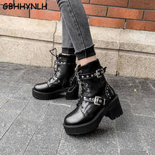 GBHHYNLH rivet Platform boots Heels Women Ankle Boots Thick high Heel Platform Boots Winter Autumn ladies cowboy boots LJA824 2024 - buy cheap