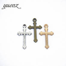 YuenZ-20 Uds. De abalorios antiguos de color plateado, Cruz, joyería hecha a mano, 29x15mm, T28 2024 - compra barato