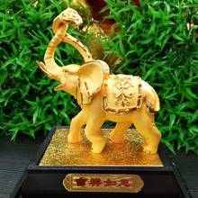 Home Company office business gift high-grade Decor GOOD LUCK mascot ZHAO CAI RU YI gilding gold elephant auspicious ART Statue 2024 - buy cheap