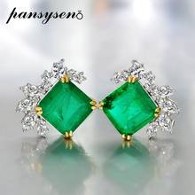 PANSYSEN 925 Sterling Silver Earrings Emerald Simulate Moissanite Gemstone Stud Earrings for Female Birthday Anniversary Gifts 2024 - buy cheap