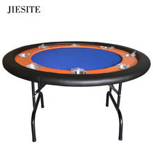 JIESITE 132*132*76cm Casino Foldable Poker Table 4colors Red/Blue/Green/Black Texas Hold'em Baccarat Round Tbale with 8 players 2024 - buy cheap