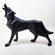 mordern Nordic Geometric Totem Wolf Dog Statue Resin Crafts Home Decor Study Bedroom Decoration Simulation Animal Ornament Gifts 2024 - buy cheap