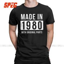 Made In 1980 Vintage T-Shirt Men 40th birthday gifts Unique 100% Cotton Tee Shirt Crewneck Short Sleeve T Shirts 4XL 5XL 6XL 2024 - buy cheap