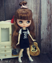 Модная Одежда для кукол блайз с черным и белым алфавитом, наряды для кукол, повседневная одежда, платье для куклы блайз 1/6, аксессуары для кукол, игрушка 2024 - купить недорого