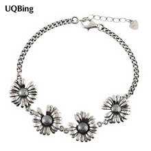 Abalorios de girasol de plata tailandesa Vintage para mujer, joyería de plata de ley 925 2024 - compra barato