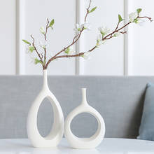 Cerâmica criativa minimalista moda vaso de flores porcelana branca vaso vinho gabinete decoração para casa escritório mesa artesanato ornamentos 2024 - compre barato