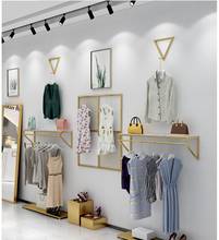 Clothing store display rack wall gold wall hanging men's and women's clothing store clothes rack wall clothing rack simple uprig 2024 - buy cheap
