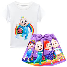 2021 New Summer Children Clothing Sets Kids Cute Cocomelon T Shirt+Tulle Tutu Skirt 2pcs Suits Baby Girls Cartoon Clothes Set 2024 - купить недорого
