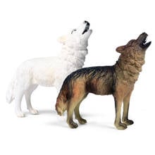 Simulación de animales salvajes Canis Dirus Lobo y Lobo rugiente modelo de figuras de acción decoración del hogar decoración de jardín estatuilla estatua Juguetes 2024 - compra barato