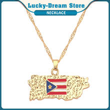 Gold Color Puerto Rico National Flag Map Pendant Necklace Fashion Charm Jewelry For Women Man Charm Gift Collar Accessories 2024 - buy cheap