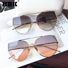 Солнцезащитные очки HBK кошачий глаз для мужчин и женщин, роскошные брендовые дизайнерские цветные очки в металлической оправе, UV400, для путешествий, вождения 2024 - купить недорого
