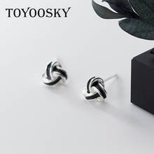 Toyoosky 100% 925 prata esterlina pequeno triângulo nó brincos para mulheres brincos geométricos jóias de prata 2024 - compre barato