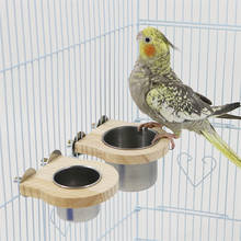 Bird Feeding Cups With Clamp Parrot Cage Hanging Food Water Bowl Stainless Steel Coop Dish Feeder Bird Feeding Supplies 2024 - buy cheap