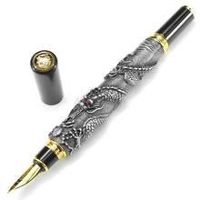 Jinhao Business Metal Vintage Fountain Pen Oriental Dragon Series Heavy Pen Iridium Fine Nib Grey Supplies Gift Pen 2024 - buy cheap
