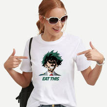 2021 Hot Sale Anime Clothes Boku No Hero Academia T Shirt Funny Eat This Graphic My Hero Academia Deku Printed Tops Cotton Tee 2024 - buy cheap