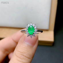 Natural Emerald Ring, Genuine 925 Sterling Silver Ring, Ladies' Engagement Ring, Simple Style of Ring 2024 - buy cheap