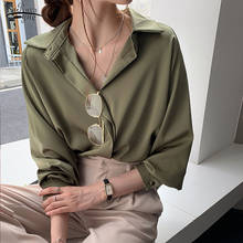 Осень 2020 женские модные блузки сплошного размера плюс женская одежда Свободная рубашка с длинным рукавом Блузка простая OL женственная блуза 11193 2024 - купить недорого