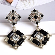 New Square Metal Crystal Long Earrings High-quality Fashion Dangle Drop Earring Jewelry Accessories For Women 2024 - buy cheap