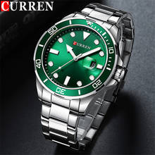 Curren esporte relógio masculino marca de luxo prata verde negócio à prova dwaterproof água aço inoxidável quartzo homem relógio pulso 8388 2024 - compre barato