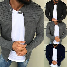 Jaqueta masculina raglan, casaco masculino com zíper, manga longa, para outono e inverno 2020 2024 - compre barato