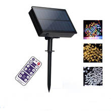 Guirnalda de luces solares con control remoto, versión mejorada, para exteriores, jardín, terraza, vacaciones de Navidad 2024 - compra barato