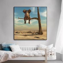 Funny Little Elephant on Tree Modern Canvas Painting Wall Art Animal Pictures Nordic Posters and Prints for Kids Room Home Decor 2024 - buy cheap